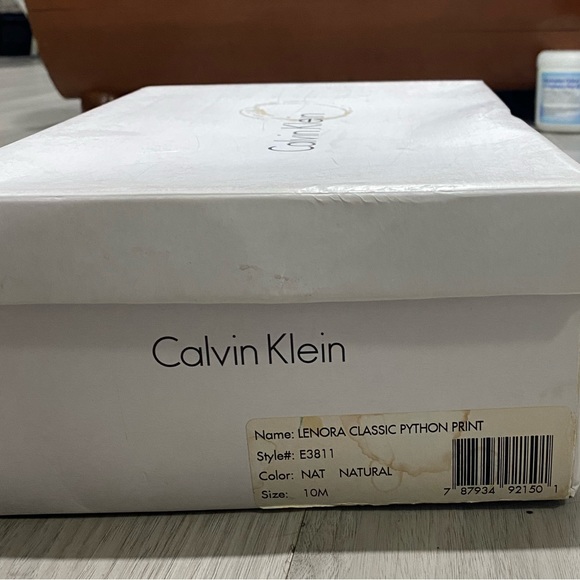 Calvin Klein: Lenora Classic Python Print Open Toe Heel - Picture 6 of 11